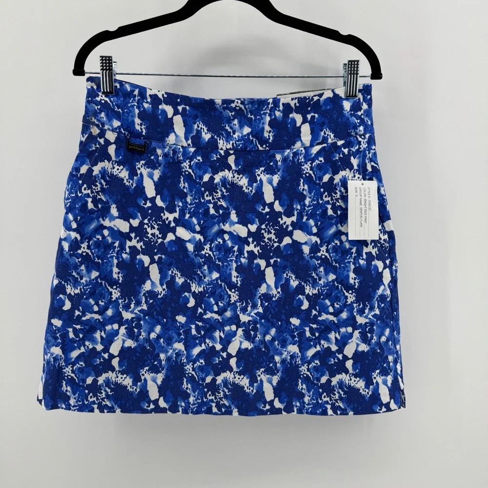 Peck & Peck Womens Blue White‎ Graphic Reef Print Golf Skort Size 6 NWT 70491IST